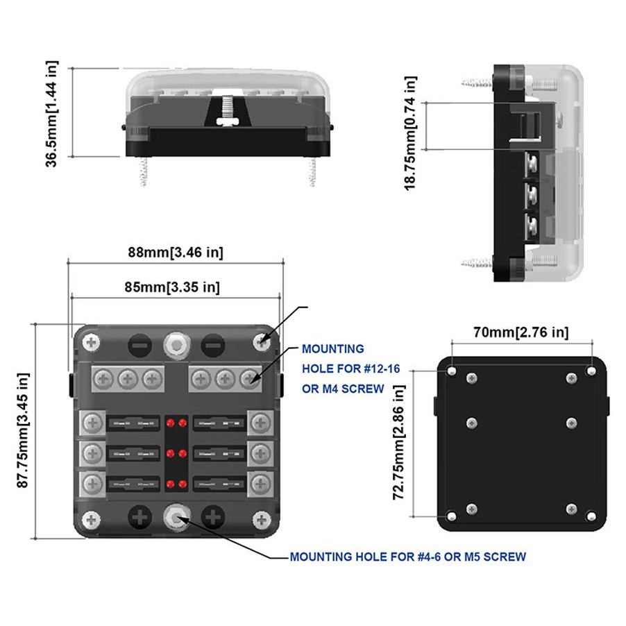 Ampire XSV 6 Sicherungsverteiler 6-fach Set
