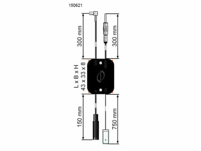 Autoradio Antennenadapter mit Phantomspeisung ISO auf DIN - 150 in