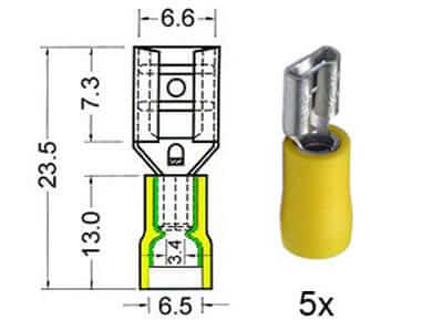 Flachsteckhülsen isoliert 6,3mm gelb 151.214-0