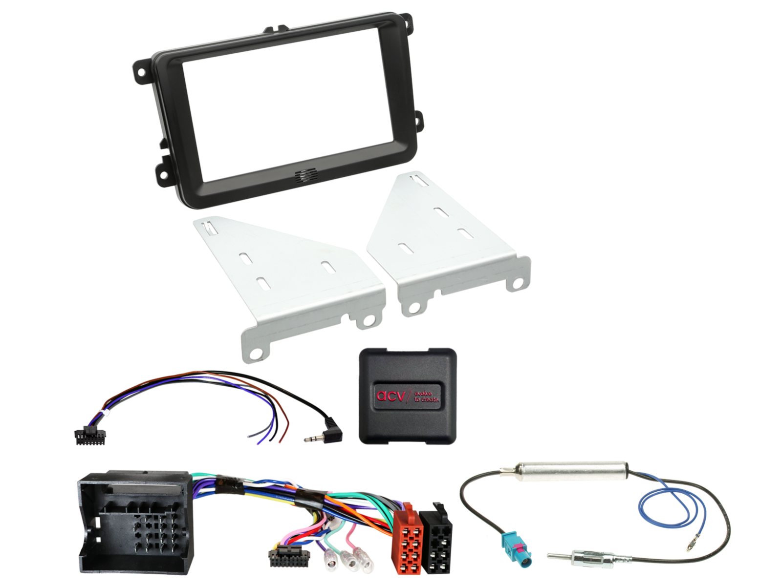 2-Din Set VW inkl. Canbusadapter matt schwarz
