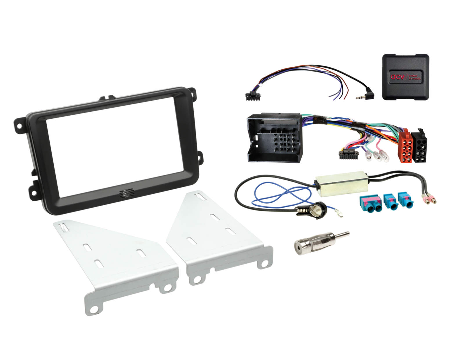 2-Din Set VW inkl. Canbusadapter matt schwarz