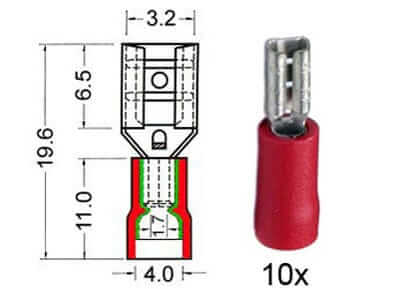 Flachsteckhülsen isoliert 2,8mm rot 151.201-0