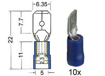 Flachstecker isoliert 6,3mm blau 151.006-0