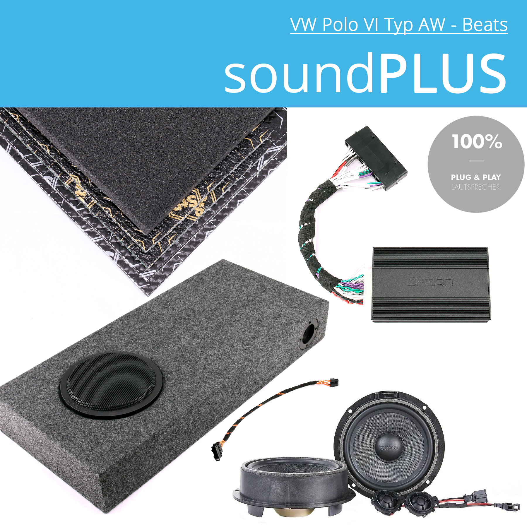 VW Polo 6 AW Beats soundPLUS | 400W DSP Endstufen System mit Subwoofer | Plug & Play