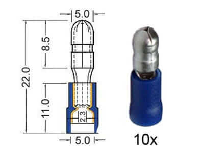 Rundstecker isoliert Ø 5mm blau 151.015-0