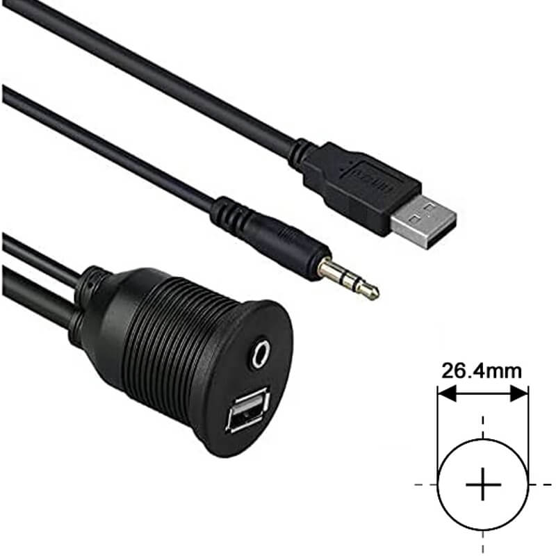 Ampire XUX060 USB/AUX Einbaubuchse 3,5 mm Klinke