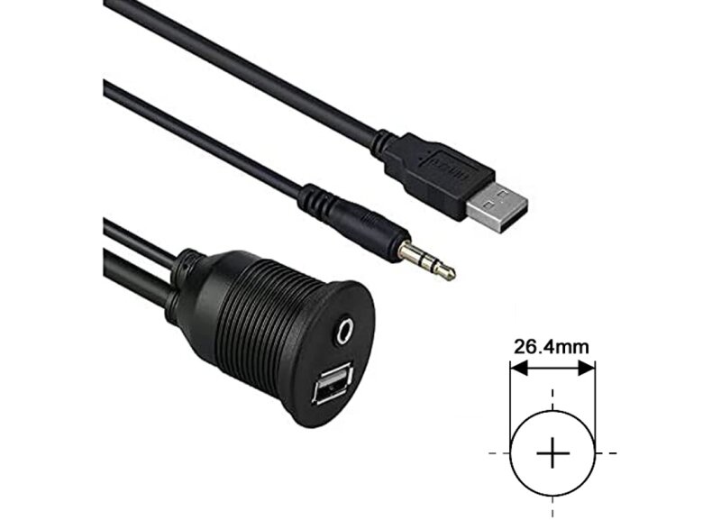 Ampire XUX060 USB/AUX Einbaubuchse 3,5 mm Klinke