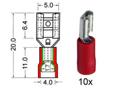 Flachsteckhülsen isoliert 4,8mm rot 151.205-0