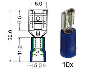 Flachsteckhülsen isoliert 4,8mm blau 151.206-0