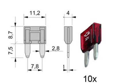 Flachstecksicherung Mini, 10A rot 154.005-0