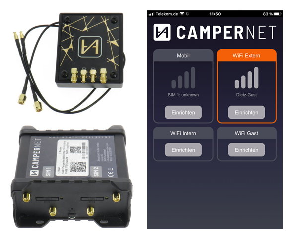 Dietz CN-AS1T6  LTE/WLAN Router CamperNet +Antenne
