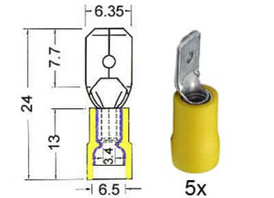 Flachstecker isoliert 6,3mm gelb 151.008-0