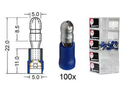 Rundstecker isoliert Ø 5mm blau 151.015-2