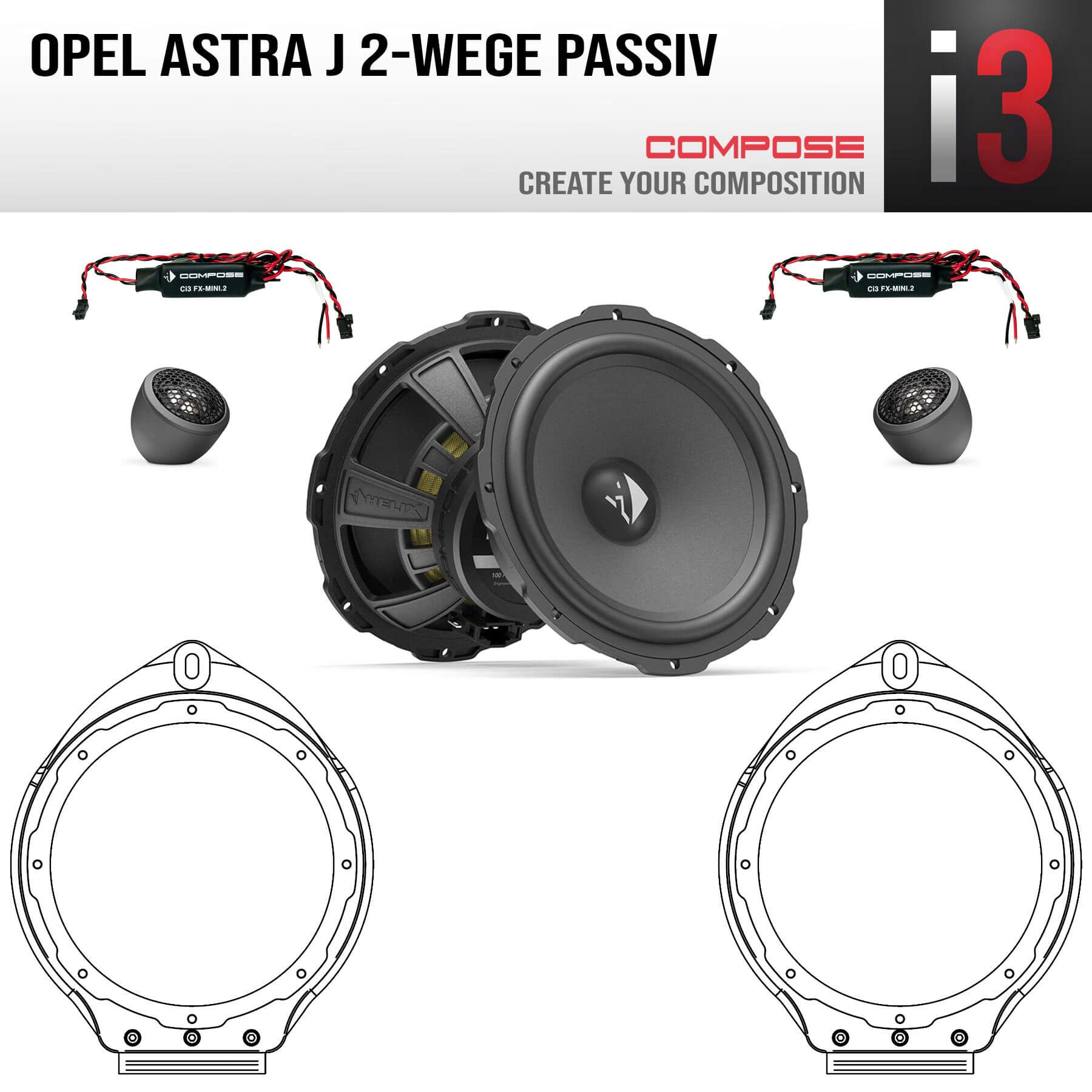 Opel Astra H Vorne Tür Lautsprecher Pioneer Auto + Adapter Sockel 300W